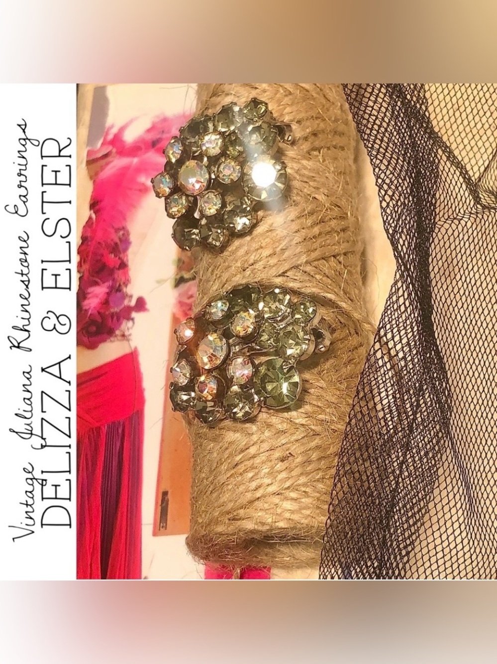 Vintage ‘Juliana’ Delizza & Elster Smoky Aurora Borealis Rhinestone Earrings